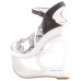 SHOW STORY Elegant Butterfly Print Bow Ankle Strap Heart Heel Wedge Bridesmaid Wedding Sandals