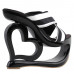 SHOW STORY Glam Black White Cross Over Heart Heel Wedge Wedding Slip-ons Sandals