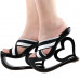 SHOW STORY Glam Black White Cross Over Heart Heel Wedge Wedding Slip-ons Sandals