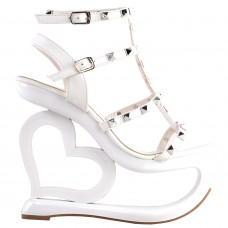 SHOW STORY Punk Rockabilly Spikes Strappy Heart Heel Wedge Evening Sandals SHOW STORY Punk Rockabilly Spikes Strappy Heart Heel Wedge Evening Sandals