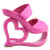 SHOW STORY Retro Pink Open Toe Heart Heel Wedge Wedding Evening Slip-ons Sandals
