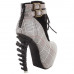 Show Story Lace Up Buckle High-top Bone High Heel Platform Ankle Boots,LF40601 