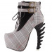 Show Story Lace Up Buckle High-top Bone High Heel Platform Ankle Boots,LF40601 