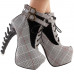 Show Story Lace Up Buckle High-top Bone High Heel Platform Ankle Boots,LF40601 