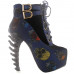 Show Story Lace Up Buckle High-top Bone High Heel Platform Ankle Boots,LF40601 