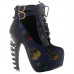 Show Story Lace Up Buckle High-top Bone High Heel Platform Ankle Boots,LF40601 