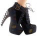 Show Story Lace Up Buckle High-top Bone High Heel Platform Ankle Boots,LF40601 