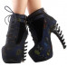 Show Story Lace Up Buckle High-top Bone High Heel Platform Ankle Boots,LF40601 