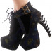 Show Story Lace Up Buckle High-top Bone High Heel Platform Ankle Boots,LF40601 