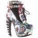 Show Story Lace Up Buckle High-top Bone High Heel Platform Ankle Boots,LF40601 