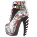 Show Story Lace Up Buckle High-top Bone High Heel Platform Ankle Boots,LF40601 