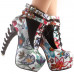 Show Story Lace Up Buckle High-top Bone High Heel Platform Ankle Boots,LF40601 