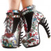 Show Story Lace Up Buckle High-top Bone High Heel Platform Ankle Boots,LF40601 