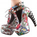 Show Story Lace Up Buckle High-top Bone High Heel Platform Ankle Boots,LF40601 