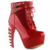 Show Story Lace Up Buckle High-top Bone High Heel Platform Ankle Boots,LF40601 