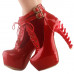 Show Story Lace Up Buckle High-top Bone High Heel Platform Ankle Boots,LF40601 