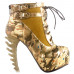 Show Story Lace Up Buckle High-top Bone High Heel Platform Ankle Boots,LF40601 