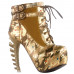 Show Story Lace Up Buckle High-top Bone High Heel Platform Ankle Boots,LF40601 