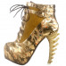 Show Story Lace Up Buckle High-top Bone High Heel Platform Ankle Boots,LF40601 