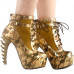 Show Story Lace Up Buckle High-top Bone High Heel Platform Ankle Boots,LF40601 
