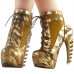 Show Story Lace Up Buckle High-top Bone High Heel Platform Ankle Boots,LF40601 