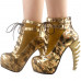 Show Story Lace Up Buckle High-top Bone High Heel Platform Ankle Boots,LF40601 