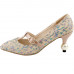 SHOW STORY Glam Arrow Print T-Strap Buckle Pointed Toe Exquisite Pearl Heel Dress Pump