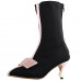 SHOW STORY Retro Two Tone Bow Pointed Toe Exquisite Pearl Heel Dress Ankle Bootie SHOW STORY Retro Two Tone Bow Pointed Toe Exquisite Pearl Heel Dress Ankle Bootie