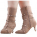 SHOW STORY Retro Beige Stud Strappy Pointed Toe Exquisite Pearl Heel Dress High Heels Ankle Bootie