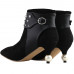 SHOW STORY Retro Black Stud Buckle Pointed Toe Exquisite Pearl Heel Dress High Heels Ankle Bootie