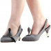 SHOW STORY Retro Black White Stripes Bow Pointed Toe Pearl Heel Dress Artsy Heels Slingback Pump