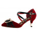 SHOW STORY Retro Black Red Two Tone Bow Pointed Toe Exquisite Pearl Heel Dress Pump