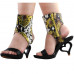 Yellow Sunflower Strappy Ankle Strap Bride Wedding Dancing Heart Heels Sandals