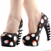 Show Story Ladies Skull Rose Print Platform Bone Heel Party Club Pumps,LF80610