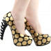 Show Story Ladies Skull Rose Print Platform Bone Heel Party Club Pumps,LF80610