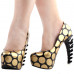 Show Story Ladies Skull Rose Print Platform Bone Heel Party Club Pumps,LF80610