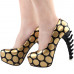 Show Story Ladies Skull Rose Print Platform Bone Heel Party Club Pumps,LF80610