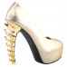 Show Story Ladies Skull Rose Print Platform Bone Heel Party Club Pumps,LF80610