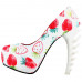 Show Story Ladies Skull Rose Print Platform Bone Heel Party Club Pumps,LF80610