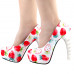 Show Story Ladies Skull Rose Print Platform Bone Heel Party Club Pumps,LF80610