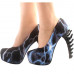 Show Story Ladies Skull Rose Print Platform Bone Heel Party Club Pumps,LF80610