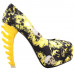 Show Story Ladies Skull Rose Print Platform Bone Heel Party Club Pumps,LF80610