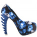 Show Story Ladies Skull Rose Print Platform Bone Heel Party Club Pumps,LF80610