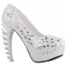 Show Story Ladies Skull Rose Print Platform Bone Heel Party Club Pumps,LF80610-2