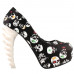 Show Story Ladies Skull Rose Print Platform Bone Heel Party Club Pumps,LF80610