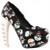 Show Story Ladies Skull Rose Print Platform Bone Heel Party Club Pumps,LF80610