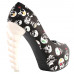 Show Story Ladies Skull Rose Print Platform Bone Heel Party Club Pumps,LF80610