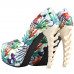 Show Story Ladies Skull Rose Print Platform Bone Heel Party Club Pumps,LF80610-2