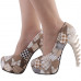 Show Story Ladies Skull Rose Print Platform Bone Heel Party Club Pumps,LF80610-2