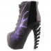 Show Story Thunder Lightning Print Lace-Up High-top Bone Heel Ankle Boot,LF80621